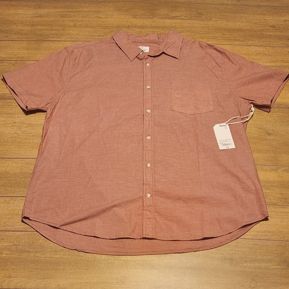 Mutual Weave Mens XXL Shirt Short Sleeve Button Down Copper Rose Pink NWT